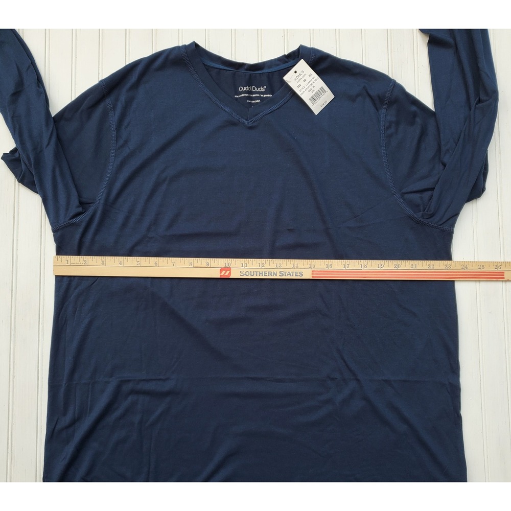 Cuddl Duds Mens XL Navy Blue V-Neck Long Sleeve Base Layer Shirt NEW Outdoor - Picture 3 of 6